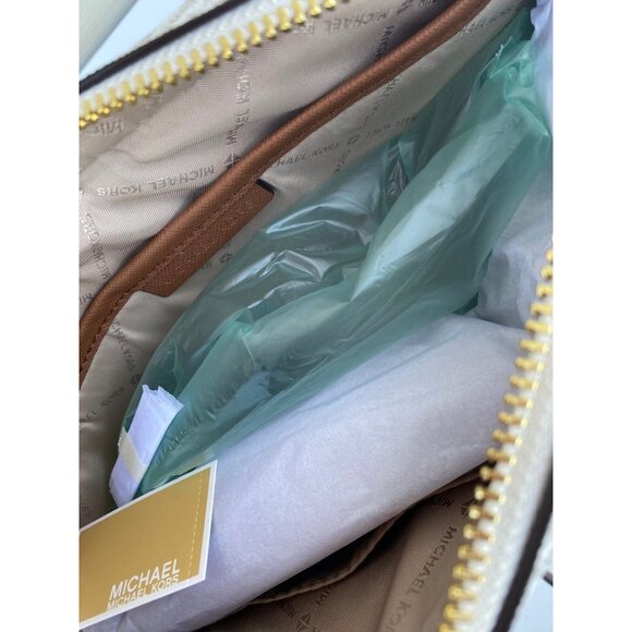 Michael Kors crossbody bag large chain zip purse Jet set MK Signature Vanilla - Picture 8 of 10